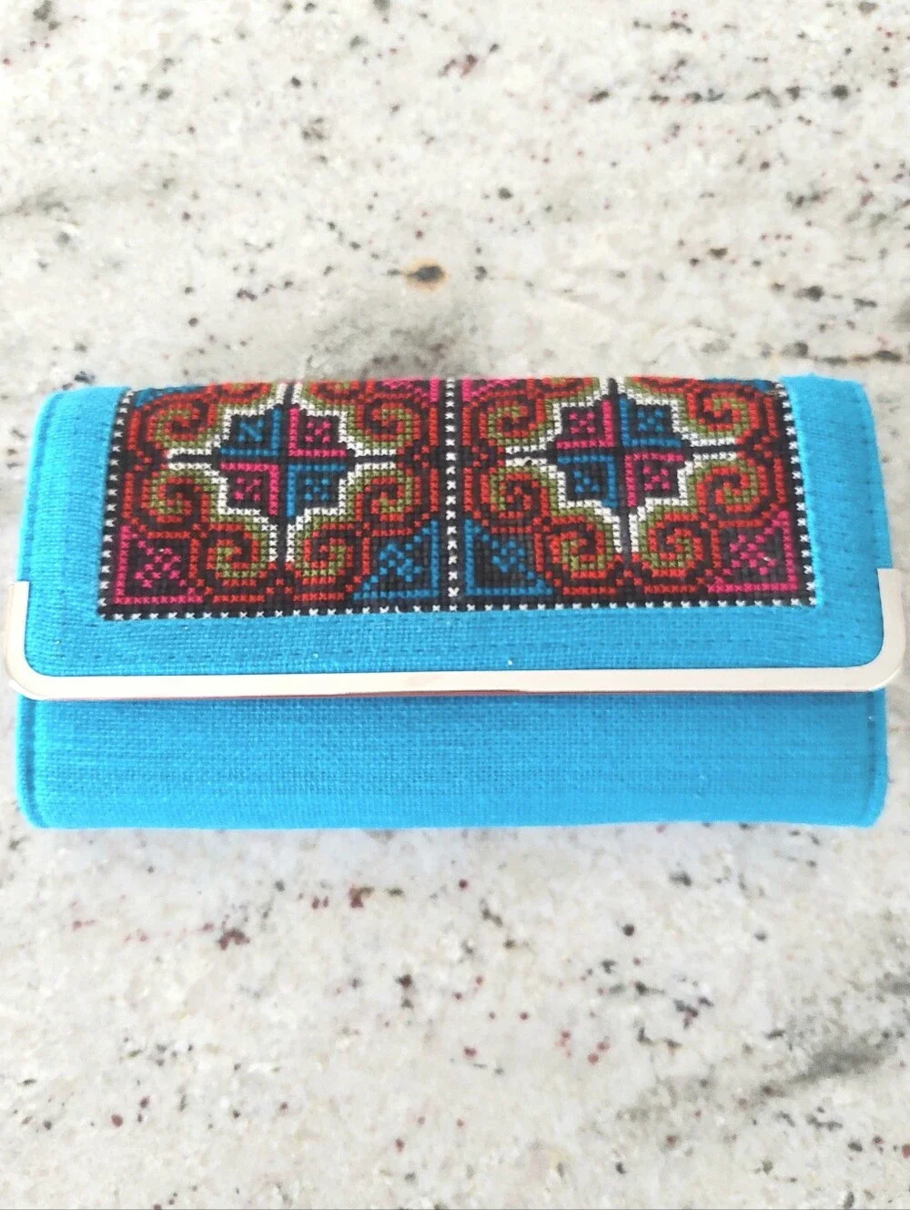 Changnoi Blue Hmong Embroidered Wallet NWT